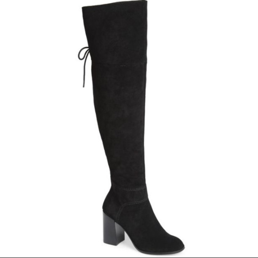 Steve Madden “Novela” Black Suede Over the Knee Boots